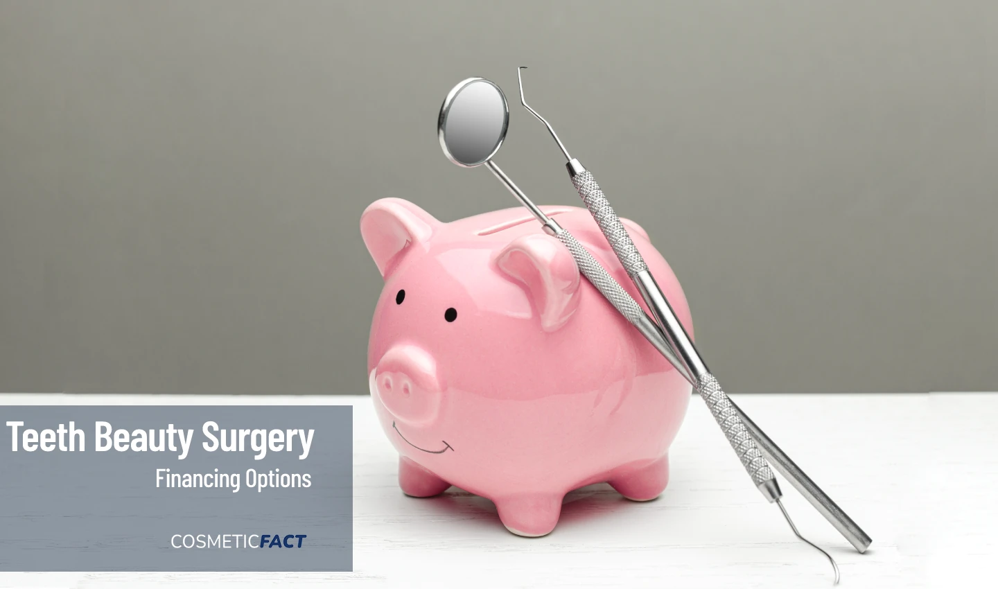 Dental tools for affordable teeth surgery next to a pig, representing cost-saving options.