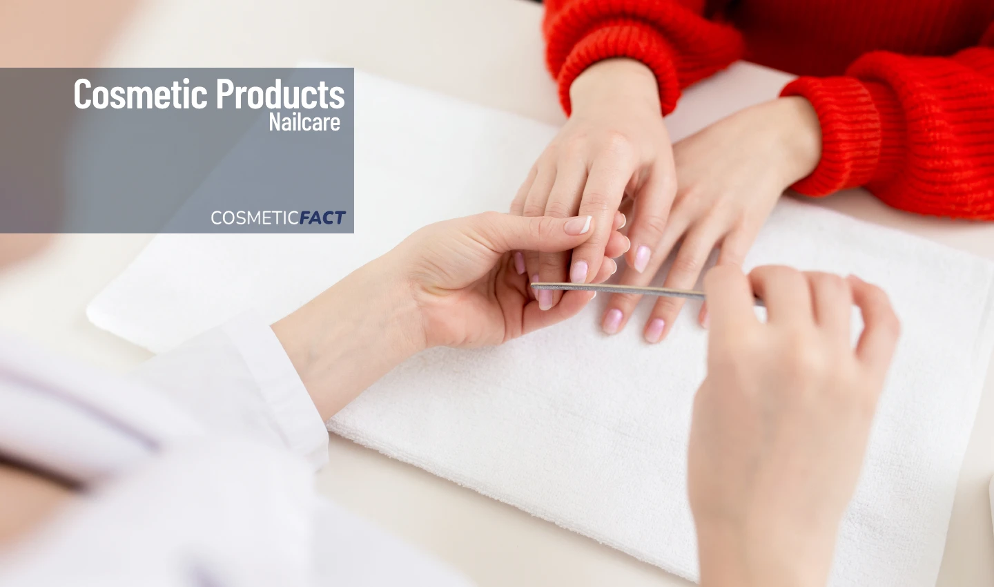 A woman receiving a professional manicure as part of a professional nail treatment, with a skilled nail technician attending to her nails.