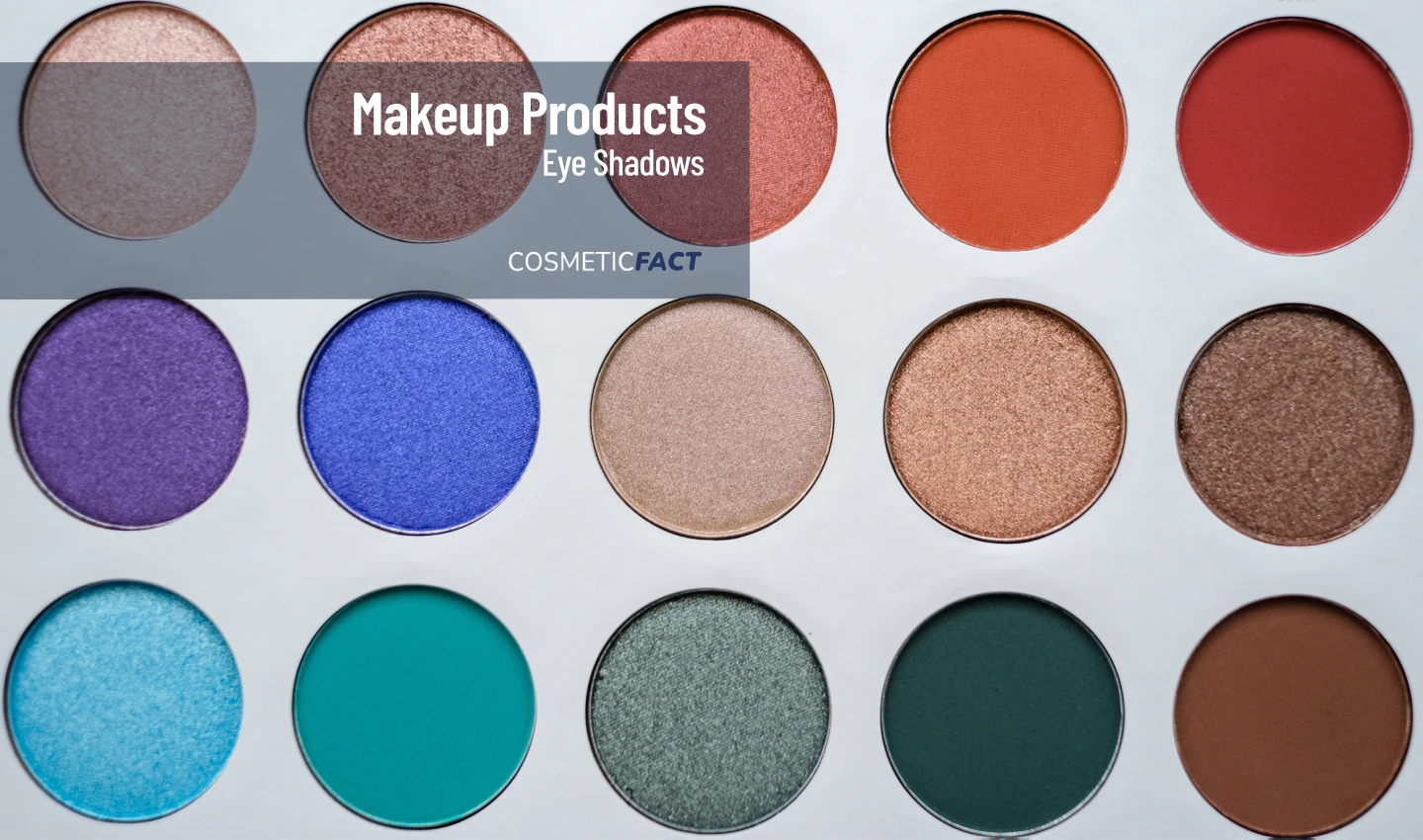 A palette of vibrant eye shadow pigments for colorful eye makeup look