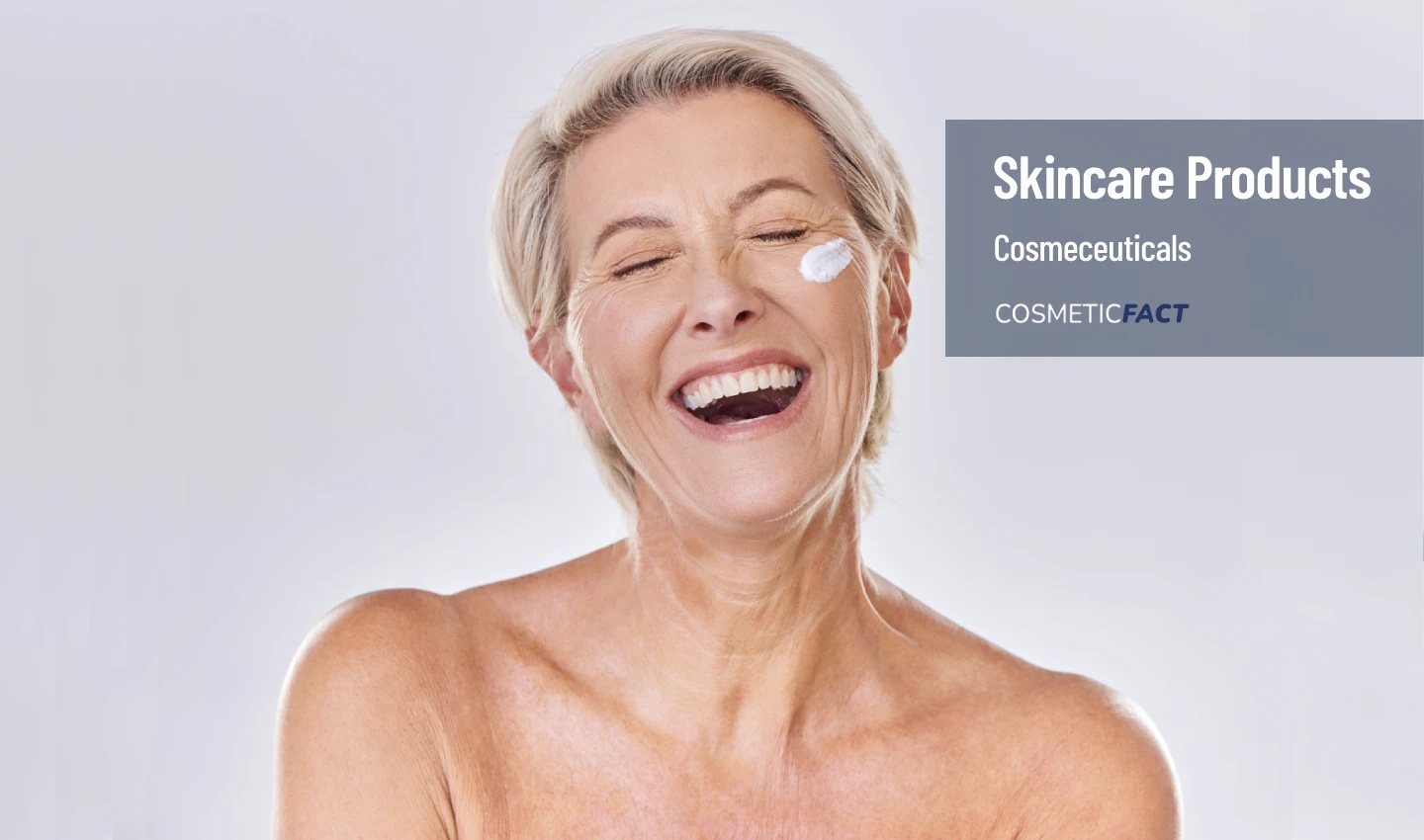 Mature lady with radiant skin, looking satisfied after using Retinol Skincare products.