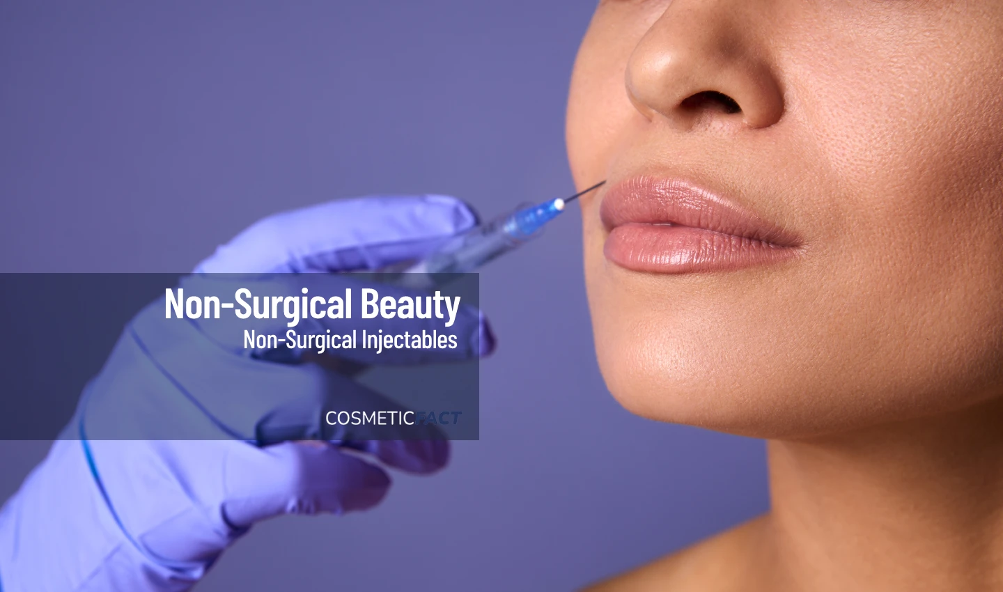 Woman receiving a lip augmentation injection with dermal fillers for plumper lips.