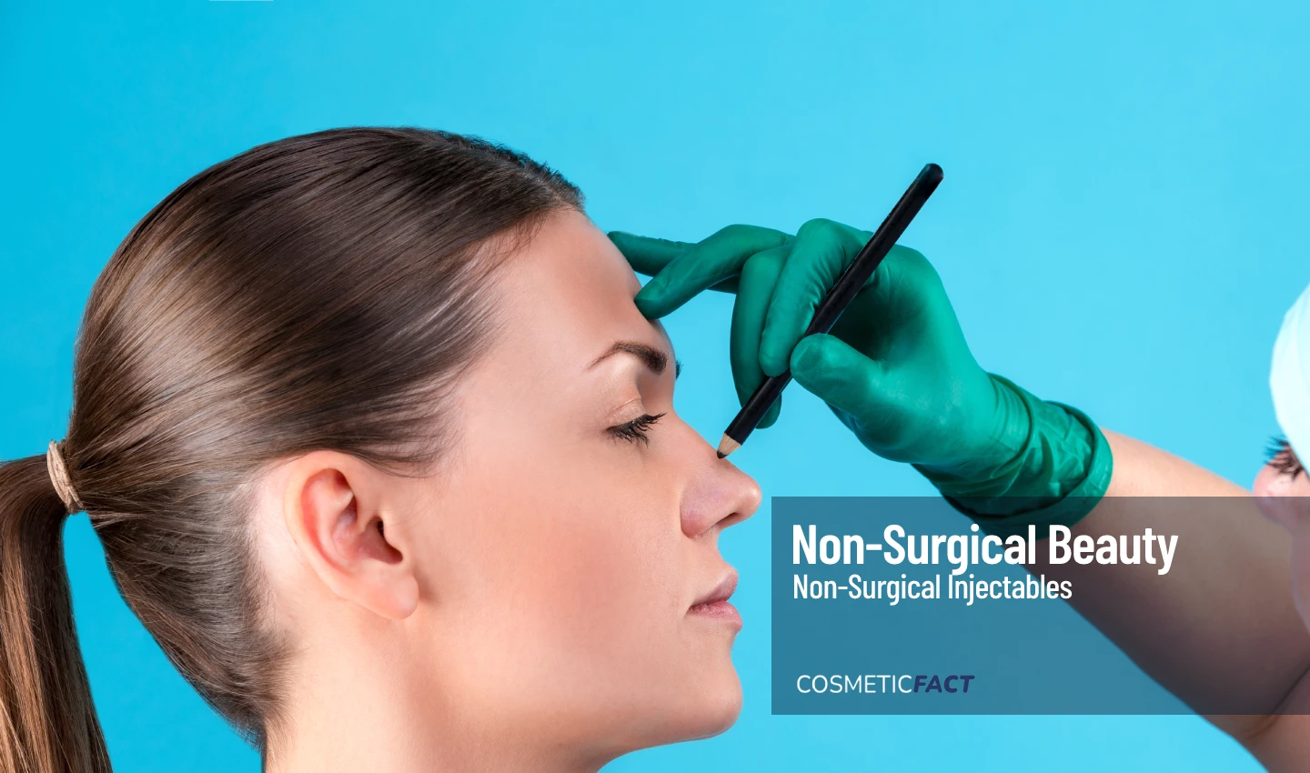 A woman having her nose marked before a non-surgical nose job with dermal fillers.