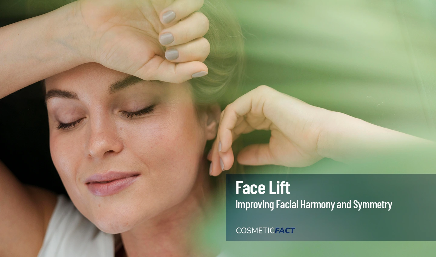 A satisfied woman after achieving facial harmony with facelift surgery, showing a more youthful and balanced appearance.