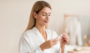 Woman applying face cream to her hands, emphasizing the importance of choosing the right essence for your skin type.