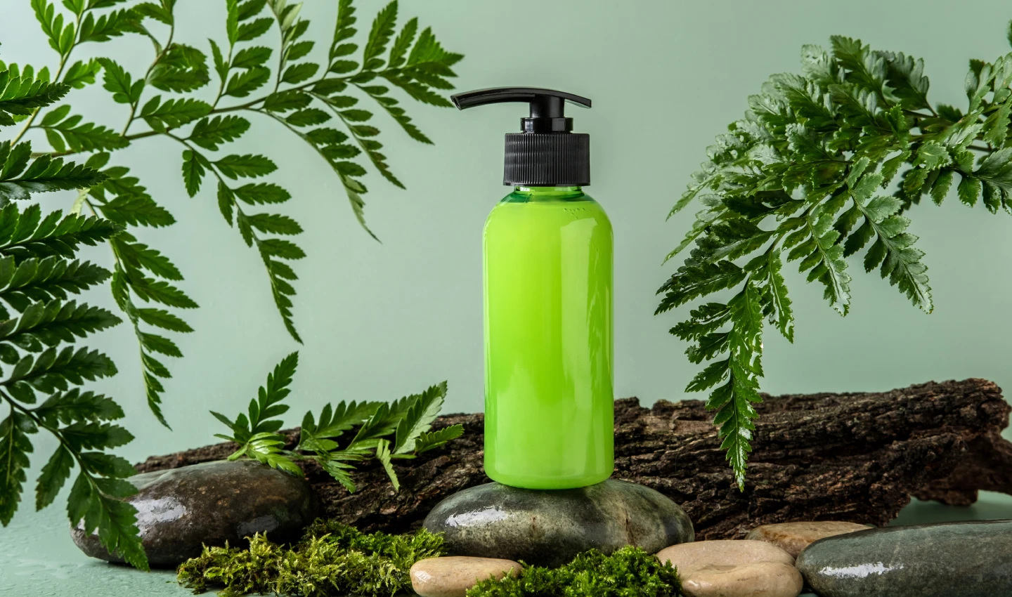 A shampoo bar, an eco-friendly alternative to traditional liquid shampoo, sits on a wooden surface