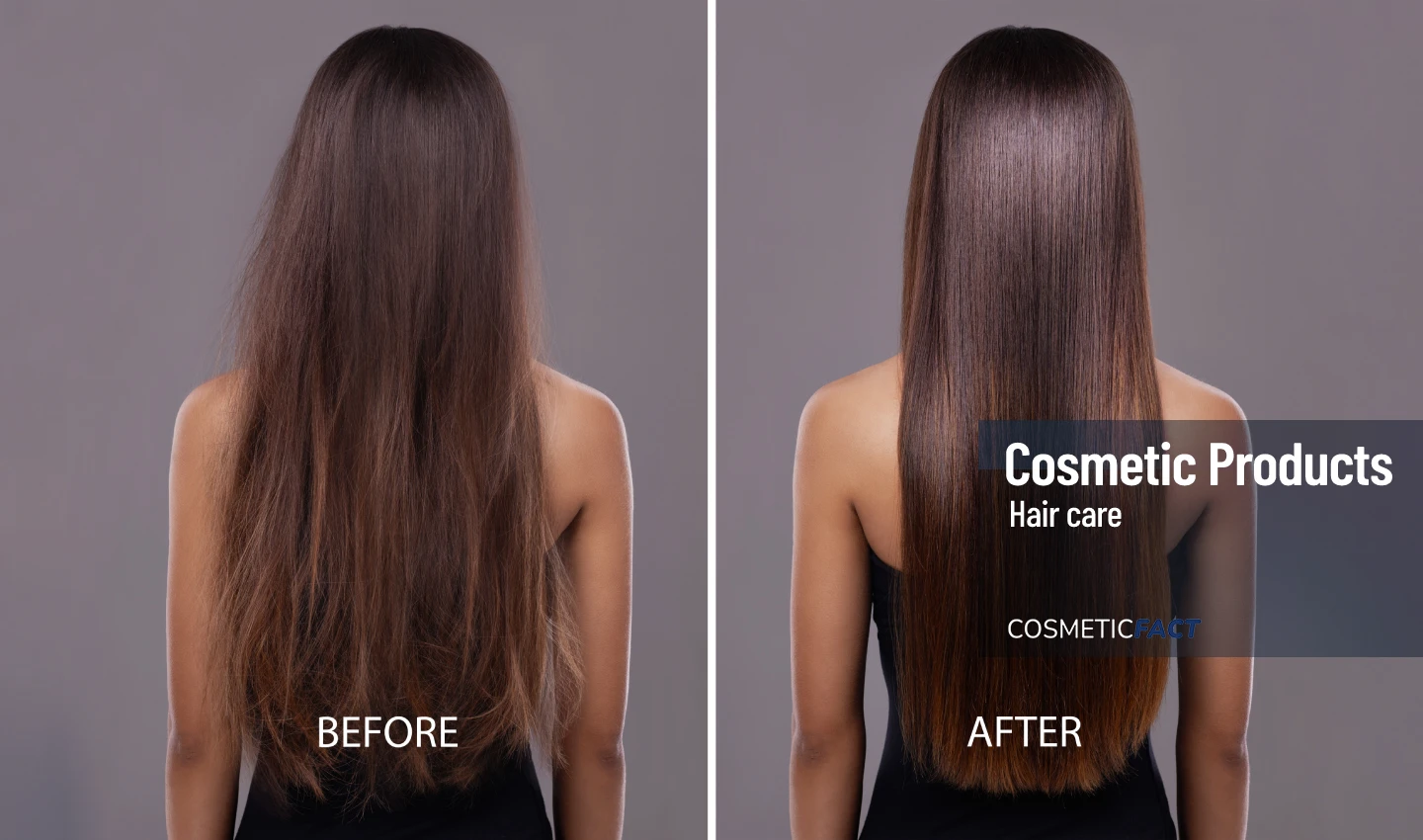 Before-and-after image showing a woman with dull hair on the left and her hair transformed into silky, shiny locks using intensive shine treatments on the right. Text reads "From Dull to Dazzling: Transform Your Hair with Intensive Shine Treatments