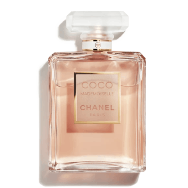 A bottle of Chanel COCO MADEMOISELLE perfume on a white background.