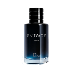 A bottle of Dior Sauvage Parfum on a white background.