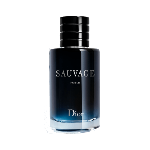 A bottle of Dior Sauvage Parfum on a white background.