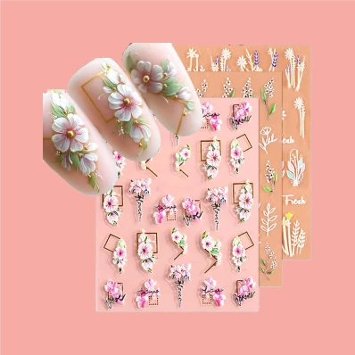 5D Flowers Nail Stickers Set