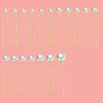 Pearl Hair Pins Bridal Hair Styling Pins - 18 Pcs 5 Sizes U Shaped Pearl Flower Bobby Pins