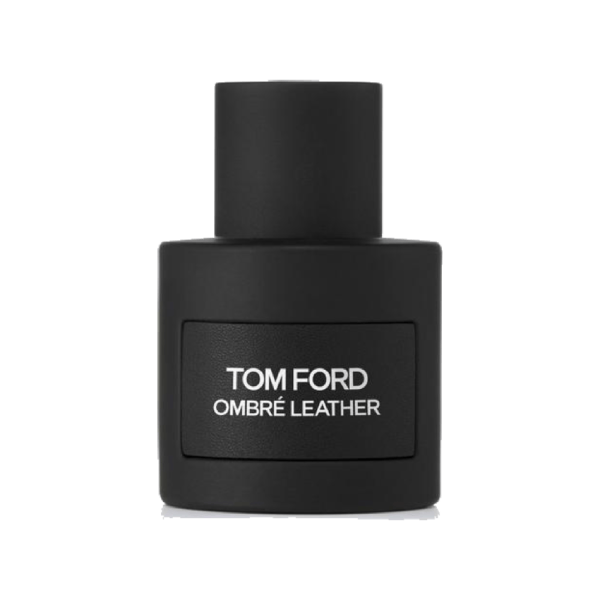 Bottle of Tom Ford's Ombre Leather Eau de Parfum on wooden surface