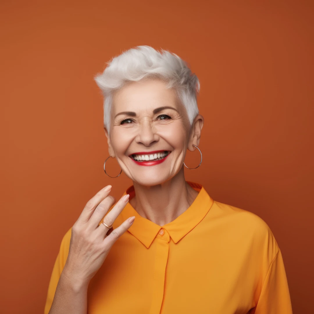 Mature woman satisfied with anti-aging treatments