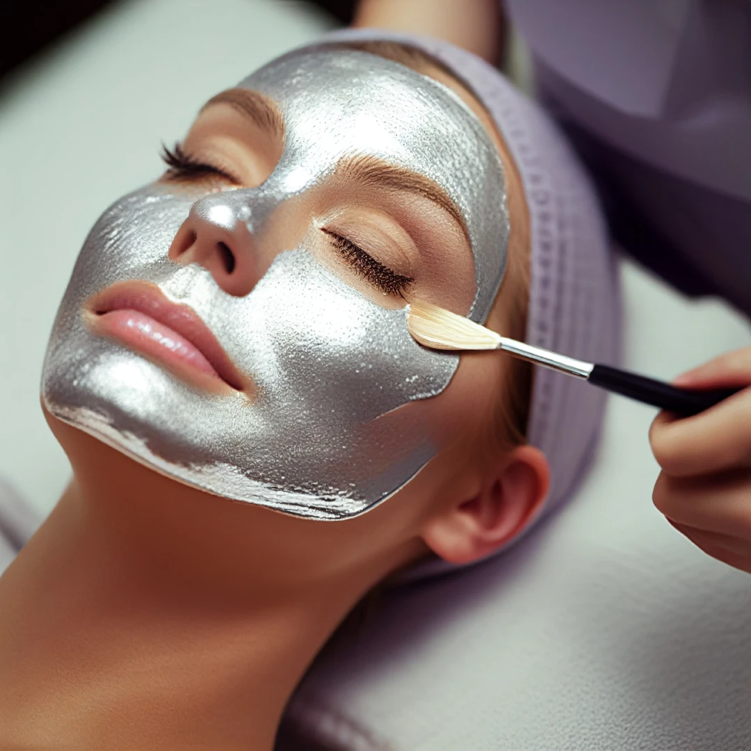 Young woman receiving a face treatment