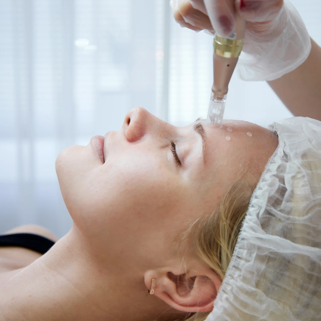 Young woman during a skin treatment session