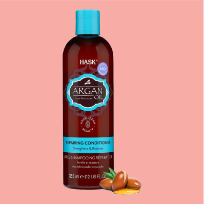 Hask's Argan Oil Repairing Conditioner, embodying the principles of cruelty-free haircare