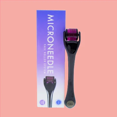 Image of the ORA Microneedle Face Roller System in black-purple, suitable for both men and women