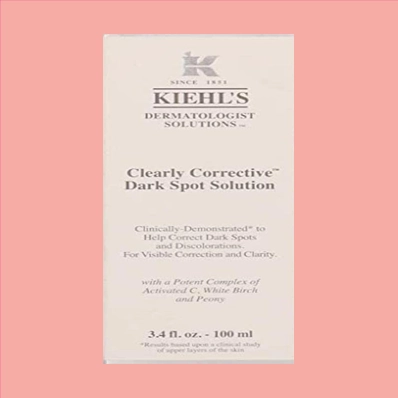 Kiehl's Clearly Corrective Dark Spot Solution bottle, a targeted dark spot facial serum.