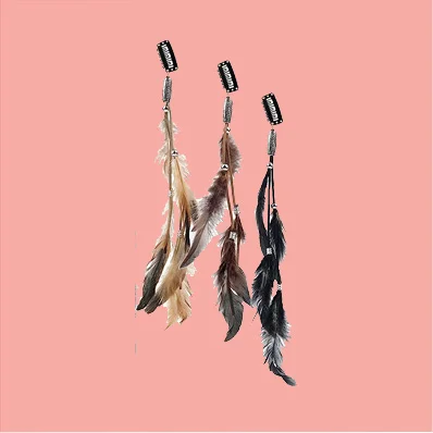 ORYOUGO Set of 6 Bohemian Style Feather Headband With Comb Clip