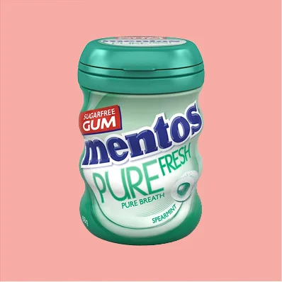 Mentos Pure Fresh Chewing Gum - Spearmint, 68 g Pack