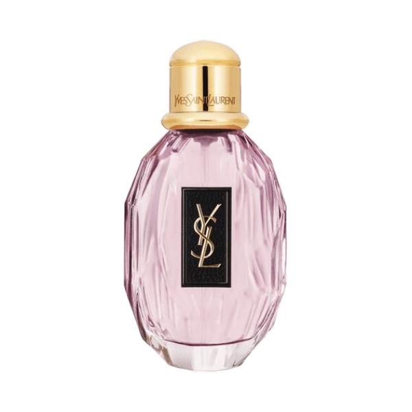 A sophisticated bottle of Yves Saint Laurent's Parisienne perfume on a reflective surface