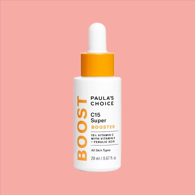 Paula's Choice BOOST C15 Super Booster bottle, a vitamin-rich skin brightening serum.