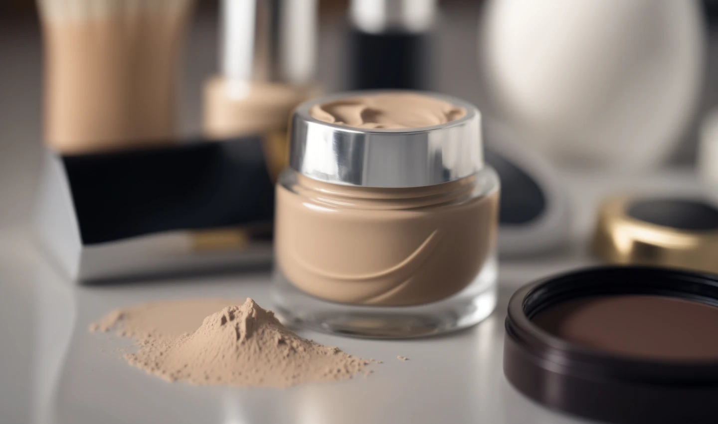 All-Day Foundation: A container filled with concealer and a hint of face powder