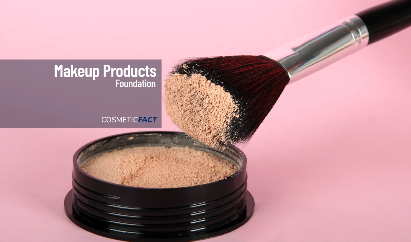 Setting Powder: A container of face powder with a makeup brush placed beside it