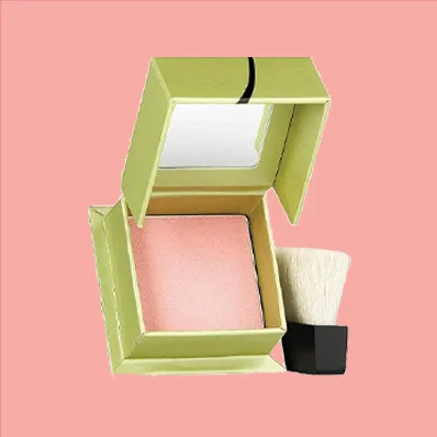 Benefit Cosmetics Dandelion, a sheer pink blush in a compact with a brush