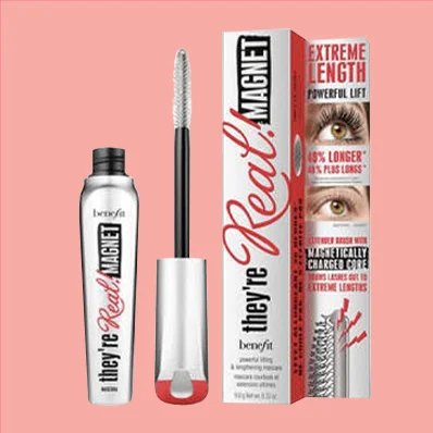 An image of Benefit They're Real! Lengthening Mascara in Beyond Black, a mascara that enhances lash length and pairs well with eco-friendly bamboo toothbrushes