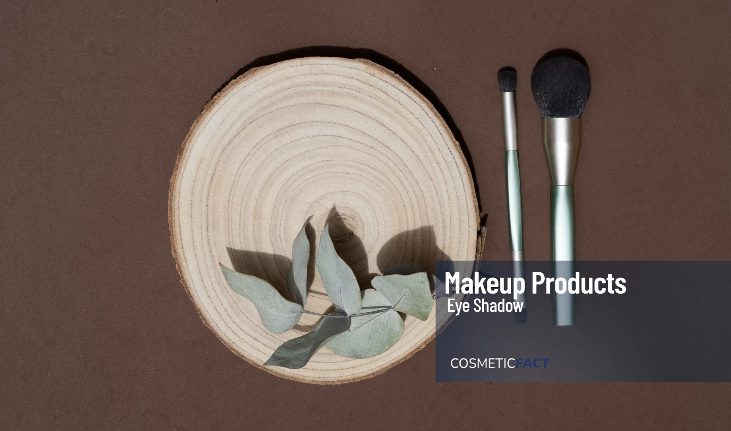 Natural Eye Shadow brushes, tree stump, and leaves