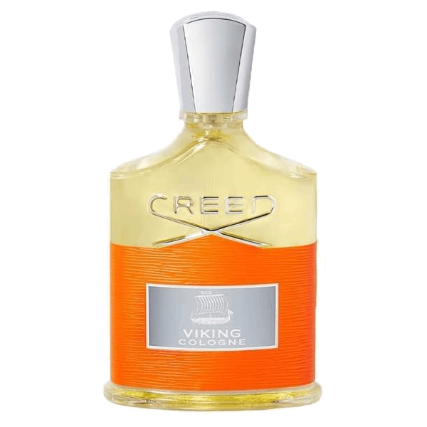 Creed Viking Cologne bottle set against a cool marine backdrop, symbolizing its cool, woody, and aquatic scent profile.