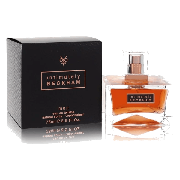 Luxurious bottle of David Beckham Intimately perfume radiating a warm, woody, and oriental aura