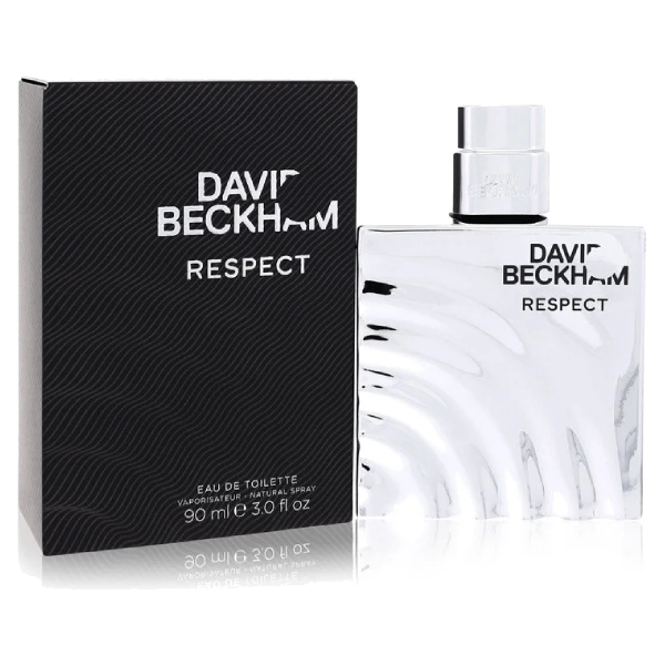 David Beckham Respect Cologne in its sleek black bottle against a white background.