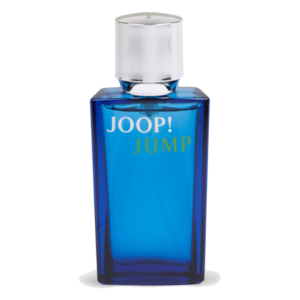 Close-up of JOOP! Jump Eau de Toilette bottle with a cool blue hue, symbolizing contemporary masculinity.