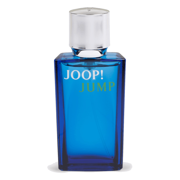 Close-up of JOOP! Jump Eau de Toilette bottle with a cool blue hue, symbolizing contemporary masculinity.