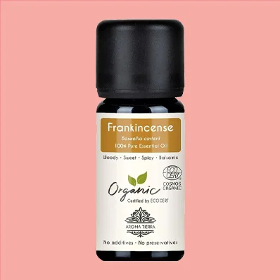 "Aroma Tierra Organic Frankincense Essential Oil Luban - Boswellia carterii - 100% Pure, Natural, Certified Organic, Food Grade - For Face, Skin - Anxiety, Sleep - Health, Immunity - Diffuser - 10ml"