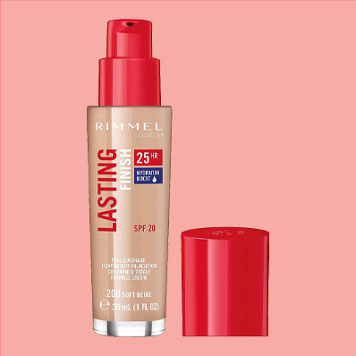 Rimmel London Lasting Finish 25 Hour Foundation with Comfort Serum in 200 Soft Beige - A long-lasting foundation with added comfort for all-day wear.