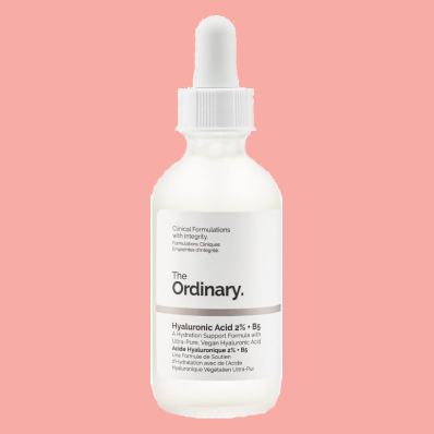 Image displaying Ordinary's Hyaluronic Acid 2% + B5 skincare product, enriched with vitamins B3 and B5