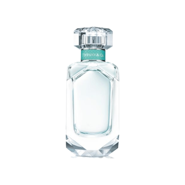 Elegant Tiffany Eau de Parfum bottle with a hint of signature Tiffany blue.