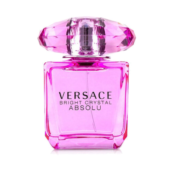 Versace Bright Crystal perfume bottle designed as a large pink crystal