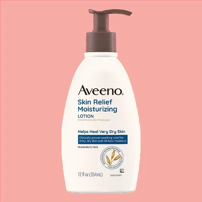 "A bottle of Aveeno Skin Relief Moisturizing Lotion, fragrance-free, 354mL"