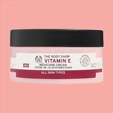 "A jar of The Body Shop Vitamin E Moisture Cream, 3.4 fl oz"