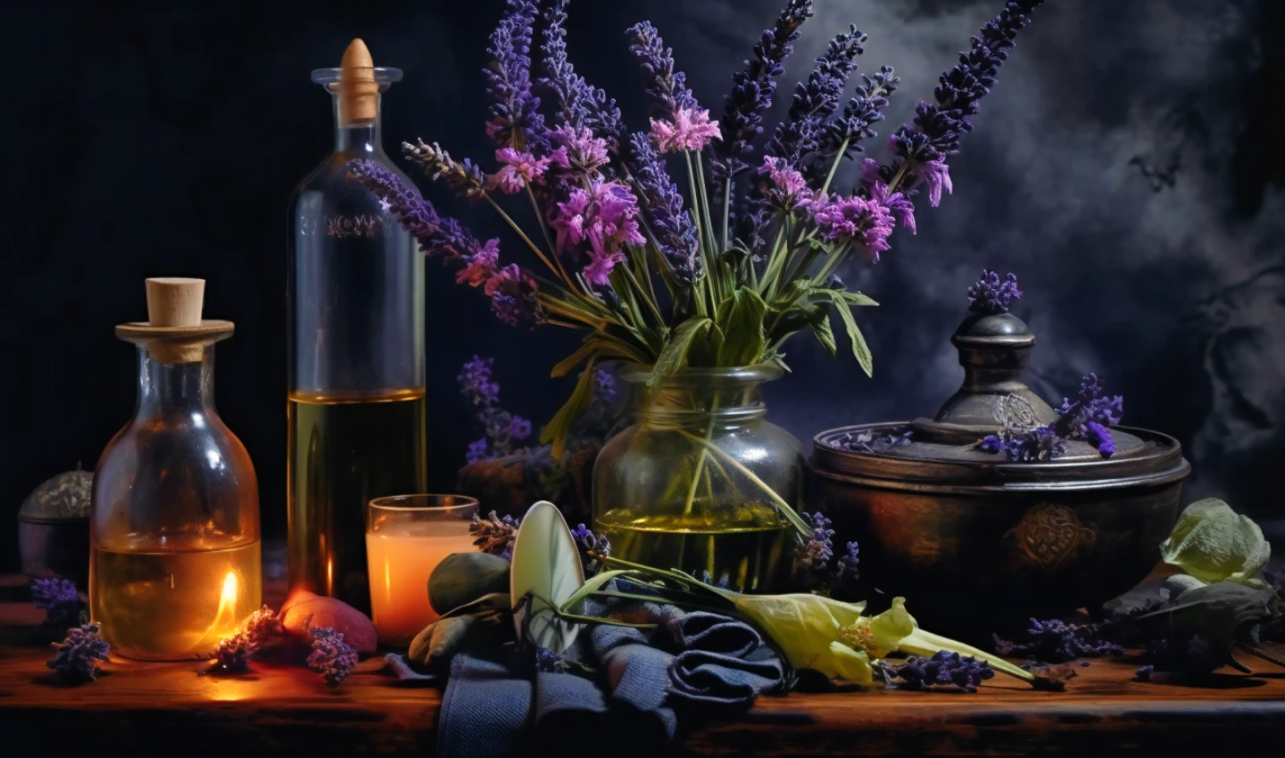 An evocative image of flowers and natural elements, illustrating the ancient origins of perfumery and the first scents that shaped the art.