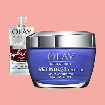 "Olay Regenerist Retinol Moisturizer - Retinol 24 Night Face Cream with Niacinamide - Anti-Wrinkle Fragrance-Free 1.7 oz - Includes Olay Whip Travel Size for Dry Skin"