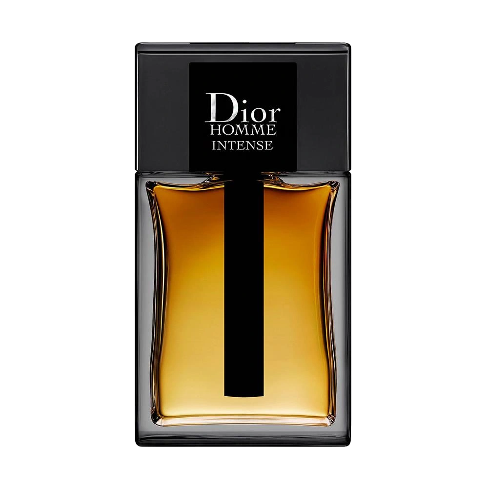 A close-up image of a sleek Dior Homme Intense perfume bottle, capturing the elegance and luxury of the iconic men's fragrance.