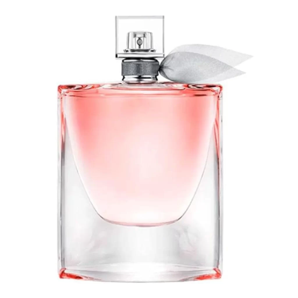Lancome La Vie est Belle perfume bottle against a neutral background