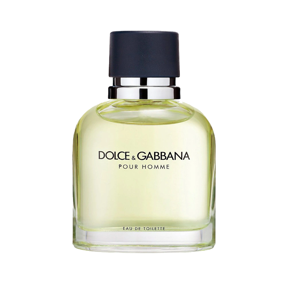 Bottle of Dolce&Gabbana Pour Homme on a wooden table with a dark, elegant background