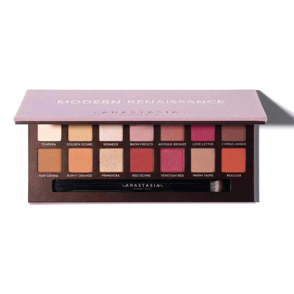 Anastasia Beverly Hills Modern Renaissance Eye Shadow Palette - a palette of eyeshadows on a white background.