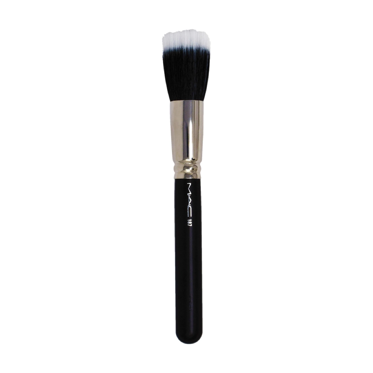 MAC Brush #187 Duo Fibre brush for Face - a makeup brush on a white background.